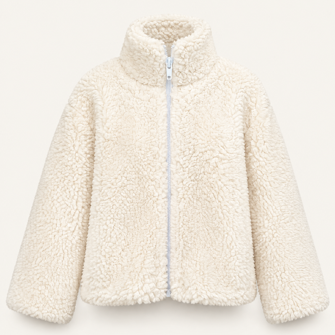 Cozy Sherpa Baby Jacket – Cream Zip-Up Fleece